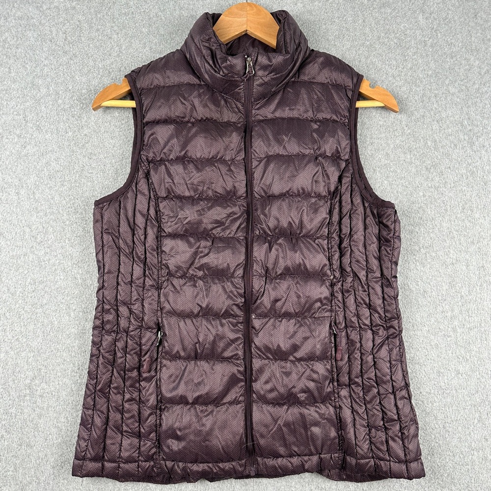 32 Degrees Puffer Vest Womens Medium Purple Chevron Quilted Down Insulated